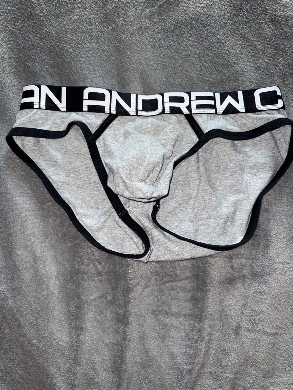 Andrew Christian Gray Brief with Black Trim & Logo Waistband